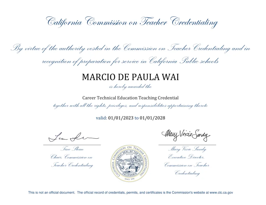 California Clear CTE Teaching Credential
