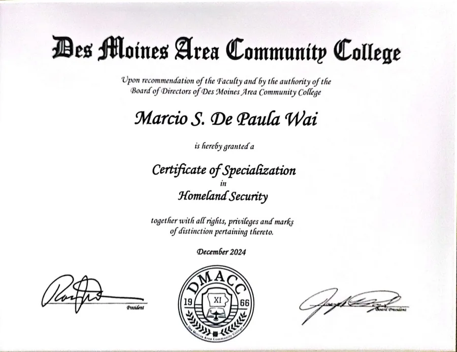 Certificate of Specialization in Homeland Security